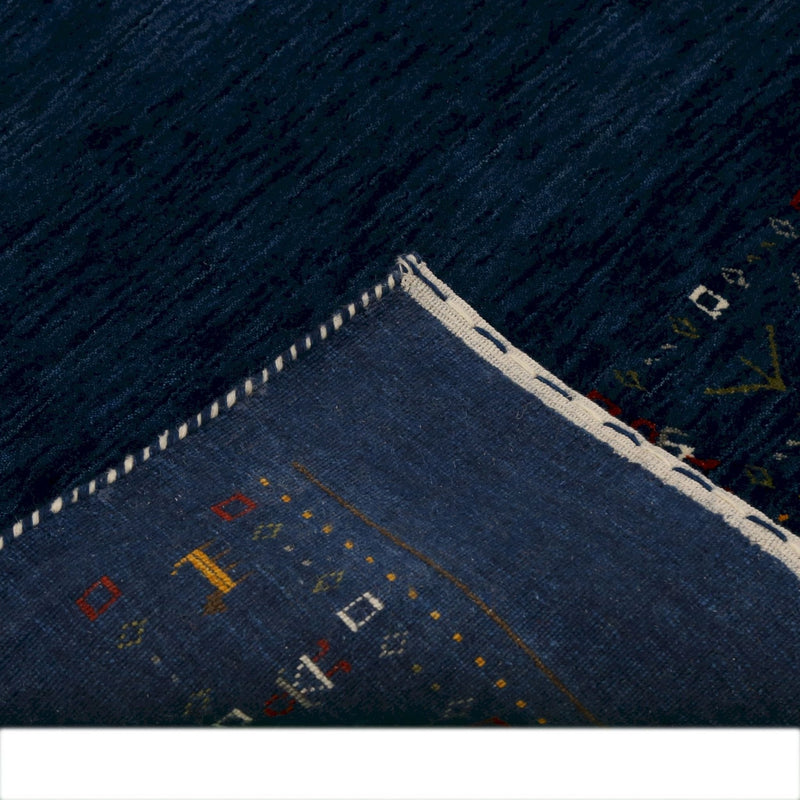 Contemporary Blue Design Hand Loomed Wool Area Rug