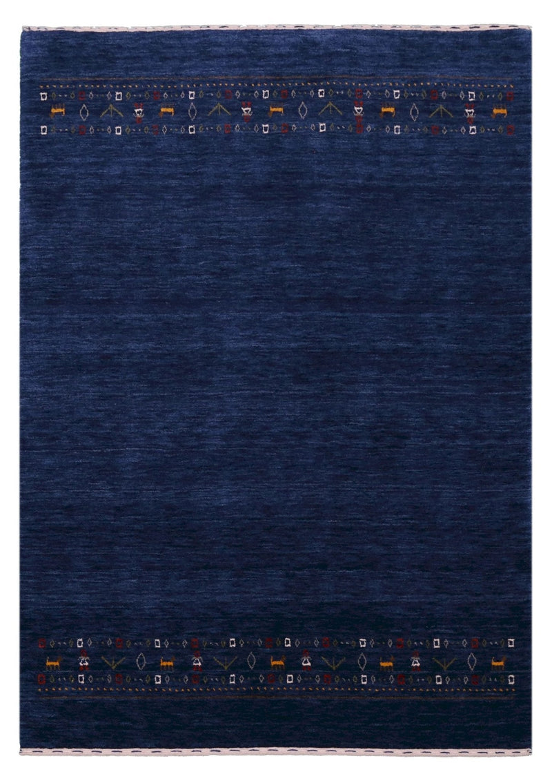 Contemporary Blue Design Hand Loomed Wool Area Rug