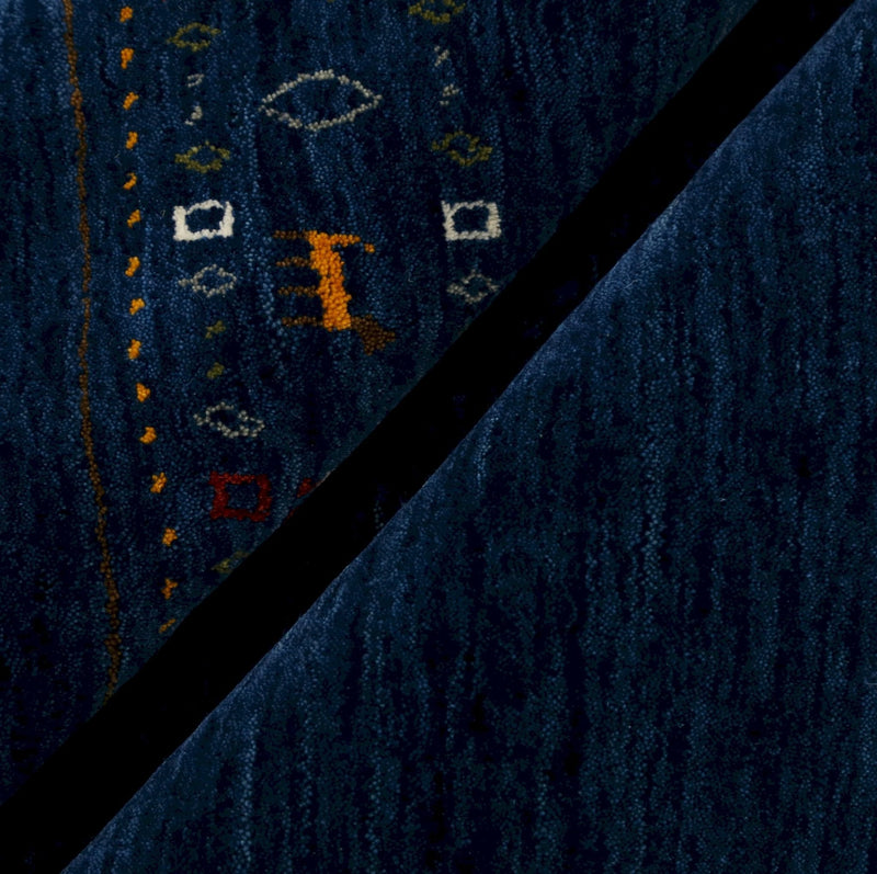 Contemporary Blue Design Hand Loomed Wool Area Rug