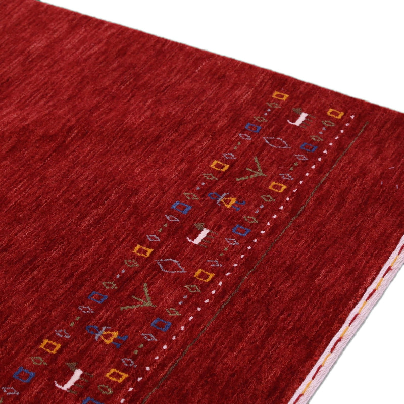 Contemporary Red Hand Loomed Wool Area Rug