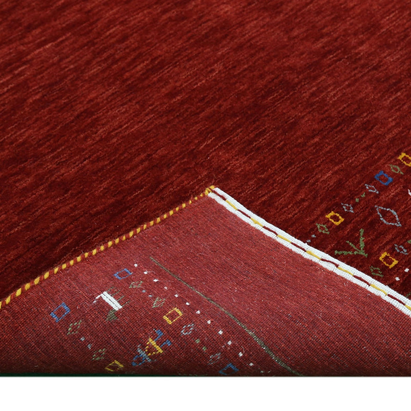 Contemporary Red Hand Loomed Wool Area Rug
