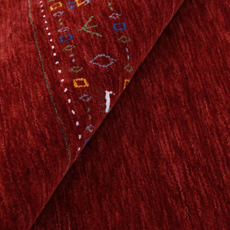 Contemporary Red Hand Loomed Wool Area Rug