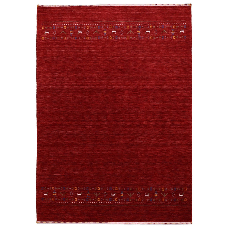 Contemporary Red Hand Loomed Wool Area Rug