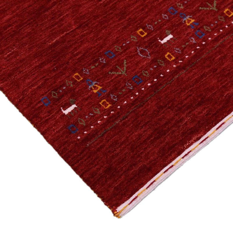 Contemporary Red Hand Loomed Wool Area Rug