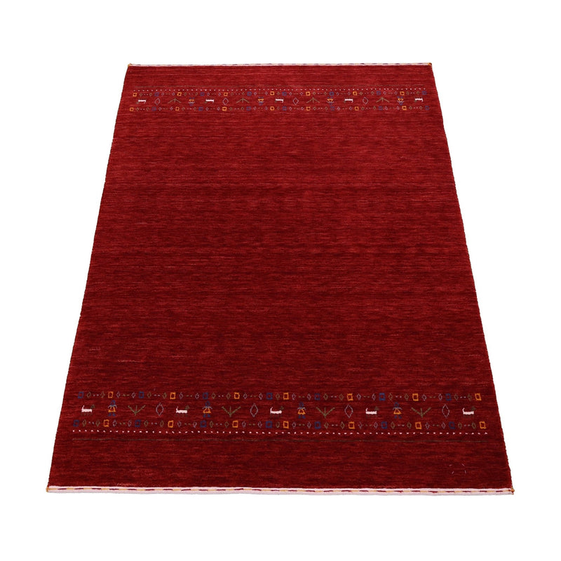 Contemporary Red Hand Loomed Wool Area Rug