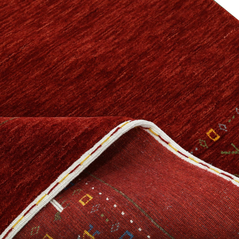 Contemporary Red Hand Loomed Wool Area Rug