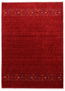 Contemporary Red Hand Loomed Wool Area Rug