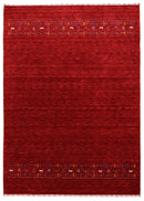 Contemporary Red Hand Loomed Wool Area Rug
