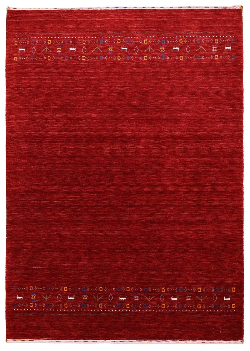 Contemporary Red Hand Loomed Wool Area Rug