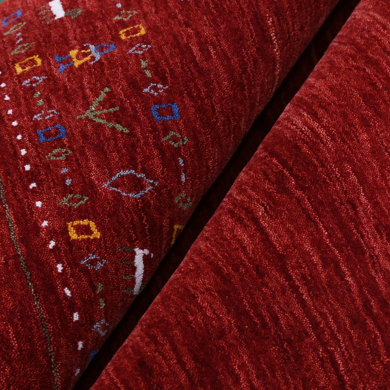 Contemporary Red Hand Loomed Wool Area Rug