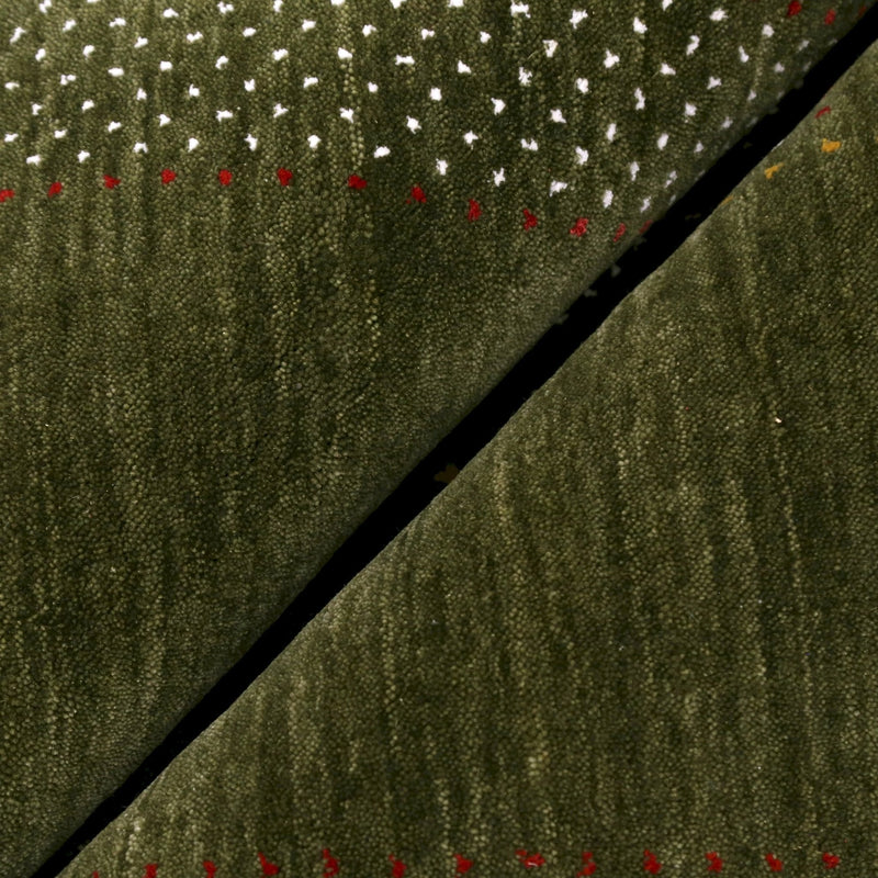 Gabbeh Design Hand Loomed Green Wool Area Rug