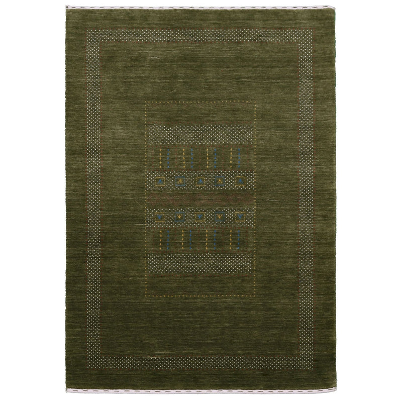 Gabbeh Design Hand Loomed Green Wool Area Rug
