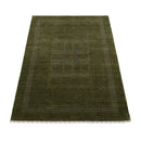 Gabbeh Design Hand Loomed Green Wool Area Rug