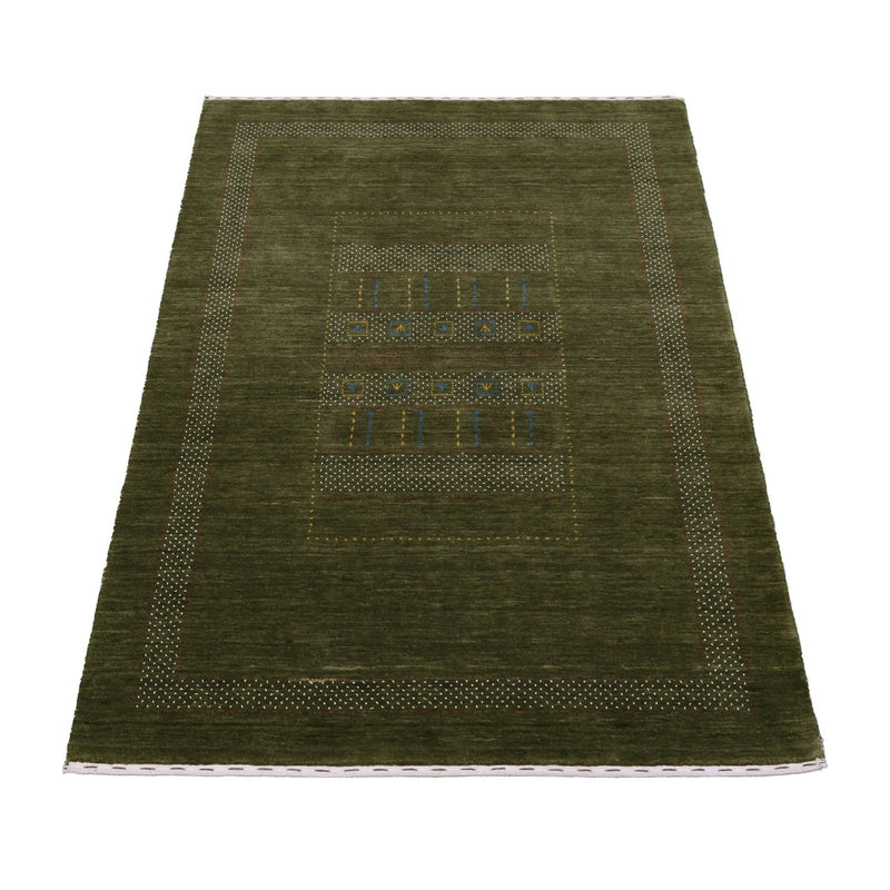 Gabbeh Design Hand Loomed Green Wool Area Rug