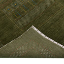Gabbeh Design Hand Loomed Green Wool Area Rug