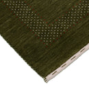 Gabbeh Design Hand Loomed Green Wool Area Rug