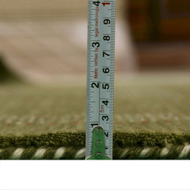 Gabbeh Design Hand Loomed Green Wool Area Rug