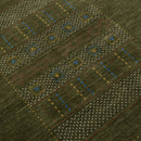 Gabbeh Design Hand Loomed Green Wool Area Rug