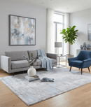 Ready to Ship Gray And Silver Modern Abstract Hand Loom 8x10 Viscose Rug by The Rug Decor