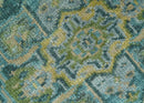Ready to Ship Green And Gold Traditional Heriz Hand Knotted 4x6 Wool Rug by The Rug Decor