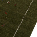 Hand Loomed Premium Wool Area Rug Modern Green Design With Yellow And Red Accents by The Rug Decor