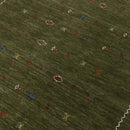 Hand Loomed Premium Wool Area Rug Modern Green Design With Yellow And Red Accents by The Rug Decor