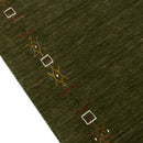 Green Hand Loomed Wool Tribal Border Area Rug - Geometric Design by The Rug Decor
