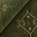 Green Tribal Center Medallion Hand Loomed Wool Area Rug with Warm Yellow Red Accents by The Rug Decor