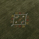 Green Tribal Center Medallion Hand Loomed Wool Area Rug with Warm Yellow Red Accents by The Rug Decor
