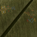 Green Tribal Center Medallion Hand Loomed Wool Area Rug with Warm Yellow Red Accents by The Rug Decor
