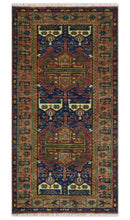Ready to Ship Hand knotted 4x8 Traditional Antique Style Rust and Blue Area Rug by The Rug Decor