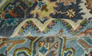 Ready to Ship Hand Knotted Antique Style Turkish Heriz Medallion Ivory and Blue Wool Rug by The Rug Decor