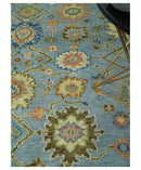 Ready to Ship Hand Knotted Blue and Rust Modern Oushak Area Rug by The Rug Decor