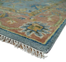 Ready to Ship Hand Knotted Blue and Rust Modern Oushak Area Rug by The Rug Decor