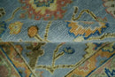 Ready to Ship Hand Knotted Blue and Rust Modern Oushak Area Rug by The Rug Decor