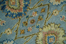 Ready to Ship Hand Knotted Blue and Rust Modern Oushak Area Rug by The Rug Decor