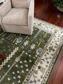 Hand Knotted Wool Turkish Area Rug - Olive Green Tree Of Life