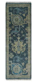 Ready to Ship Hand Knotted Oriental Turkish Oushak Blue and Camel Wool Area Rug by The Rug Decor