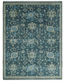 Ready to Ship Hand Knotted Oriental Turkish Oushak Blue and Camel Wool Area Rug by The Rug Decor