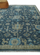 Ready to Ship Hand Knotted Oriental Turkish Oushak Blue and Camel Wool Area Rug by The Rug Decor