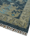 Ready to Ship Hand Knotted Oriental Turkish Oushak Blue and Camel Wool Area Rug by The Rug Decor