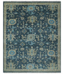 Ready to Ship Hand Knotted Oriental Turkish Oushak Blue and Camel Wool Area Rug by The Rug Decor