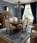 Ready to Ship Hand Knotted Oriental Turkish Oushak Blue and Camel Wool Area Rug