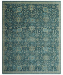 Ready to Ship Hand Knotted Oriental Turkish Oushak Blue and Camel Wool Area Rug by The Rug Decor