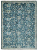 Ready to Ship Hand Knotted Oriental Turkish Oushak Blue and Camel Wool Area Rug by The Rug Decor