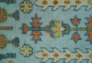 Ready to Ship Hand Knotted Tree of Life Blue And Rust 2.6x6 Design Wool Rug by The Rug Decor