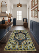 Ready to Ship Hand Tufted 6x9 Gold And Black Traditional Design Wool Rug by The Rug Decor