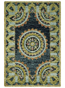 Ready to Ship Hand Tufted 6x9 Gold And Black Traditional Design Wool Rug by The Rug Decor