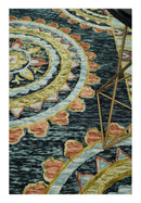 Ready to Ship Hand Tufted 8x10 Gold And Black Traditional Design Wool Rug by The Rug Decor