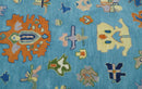 Blue and Ivory Oushak Hand-Tufted Wool Area Rug Modern Style